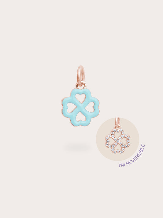 Mint Clover Charm - Reversible Enamel Moissanite