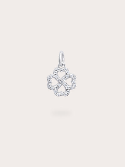 Mint Clover Charm Reversible Enamel Moissanite S925 Silver Rhodium (5) – Mondays Made Flower & Birthstone Jewelry Singapore