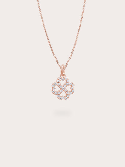 Mint Clover Necklace Reversible Enamel Moissanite 18K Rose Gold (4) – Mondays Made Flower & Birthstone Jewelry Singapore