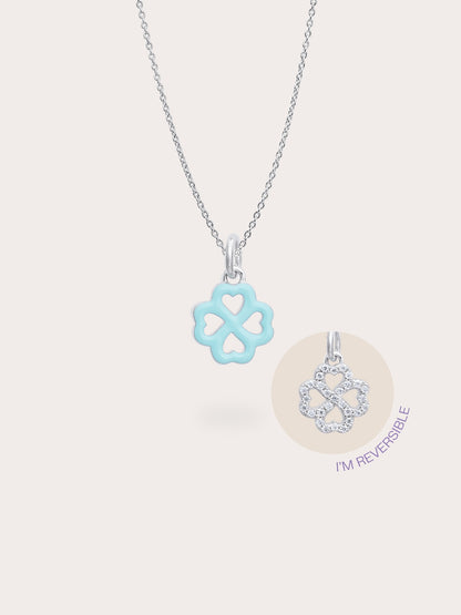 Mint Clover Necklace Reversible Enamel Moissanite S925 Silver Rhodium (6) – Mondays Made Flower & Birthstone Jewelry Singapore