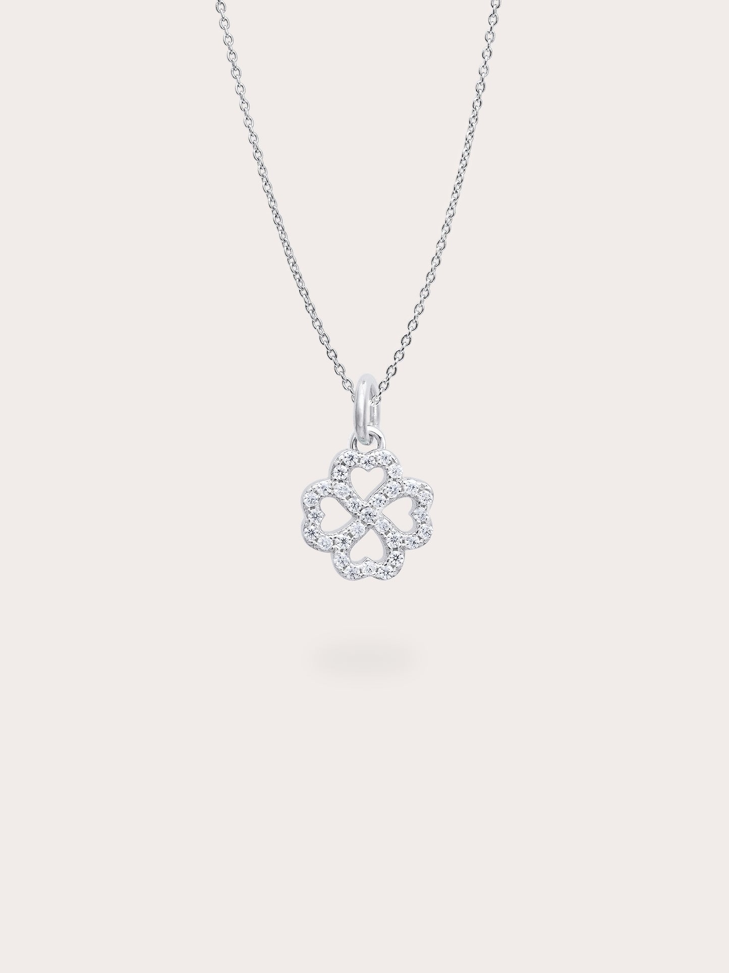 Mint Clover Necklace - Reversible Enamel Moissanite