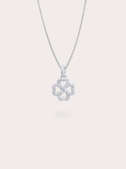 Mint Clover Necklace Reversible Enamel Moissanite S925 Silver Rhodium (5) – Mondays Made Flower & Birthstone Jewelry Singapore