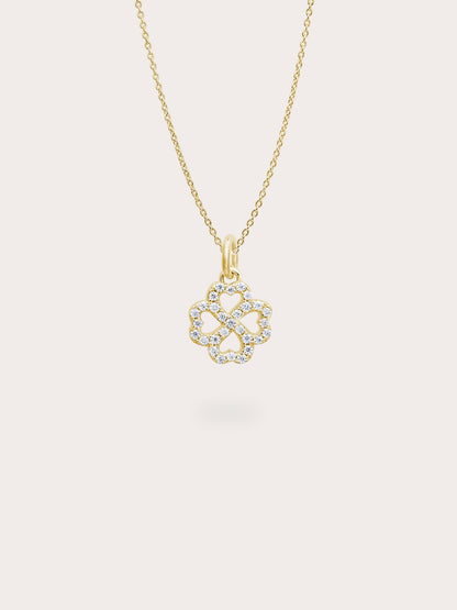 Mint Clover Necklace Reversible Enamel Moissanite 18K Gold (4) – Mondays Made Flower & Birthstone Jewelry Singapore
