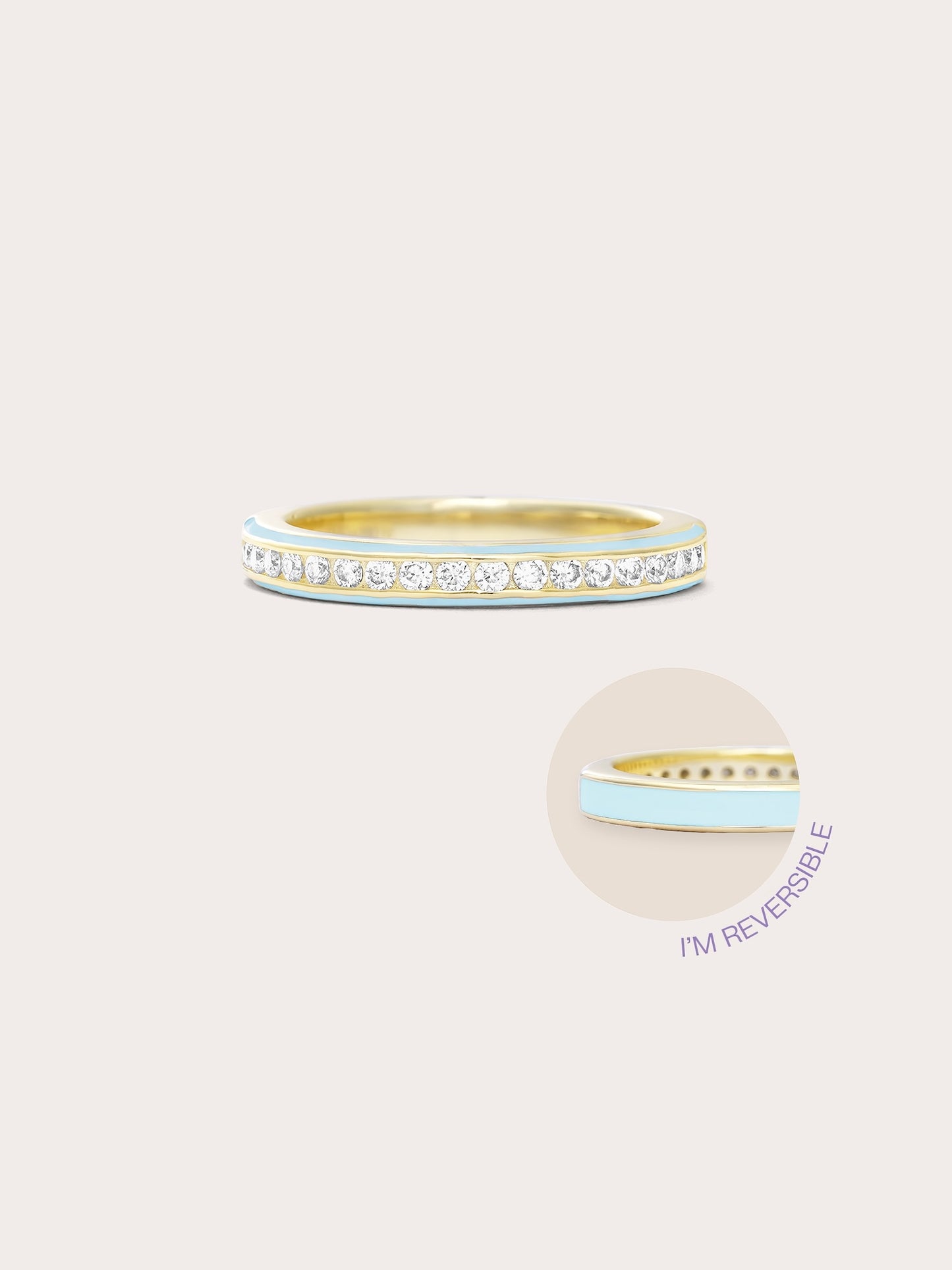 Mint Enamel Moissanite Band - Reversible