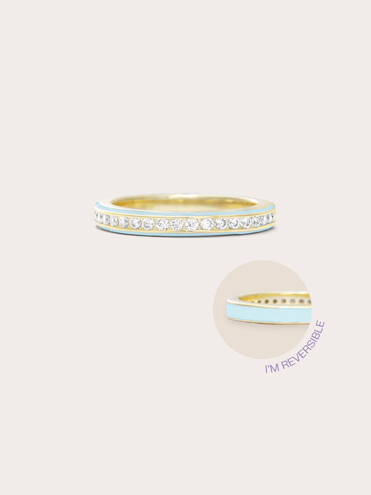 Mint Enamel Moissanite Band - Reversible