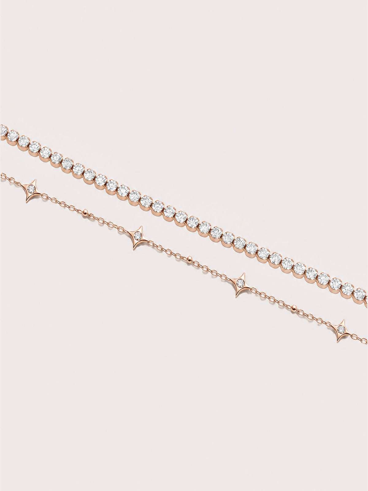 Moissanite Bracelet Set 18K Rose Gold C1v1 – Mondays Made Flower & Birthstone Jewelry Singapore