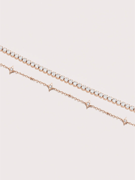 Moissanite Bracelet Set 18K Rose Gold C1v1 – Mondays Made Flower & Birthstone Jewelry Singapore
