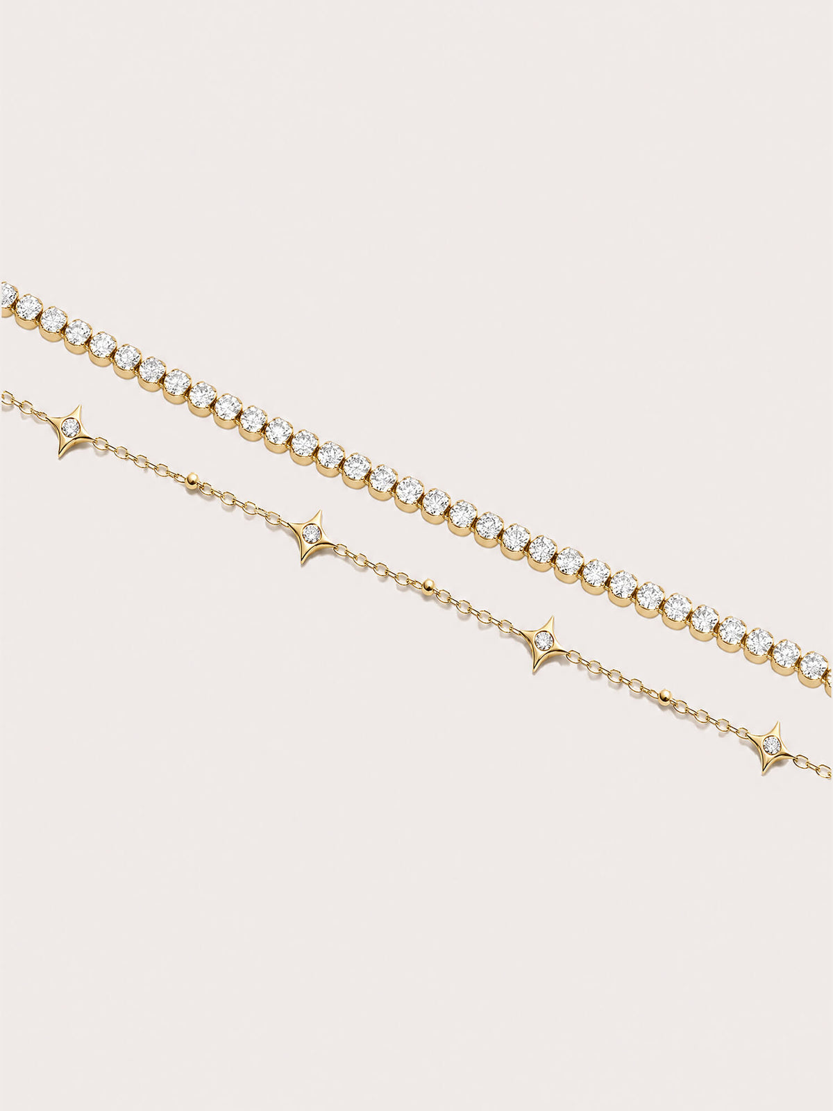 Moissanite Bracelet Set 18K Gold C1v1 – Mondays Made Flower & Birthstone Jewelry Singapore