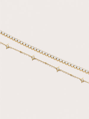 Moissanite Bracelet Set 18K Gold C1v1 – Mondays Made Flower & Birthstone Jewelry Singapore