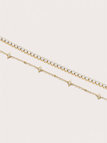 Moissanite Bracelet Set 18K Gold C1v1 – Mondays Made Flower & Birthstone Jewelry Singapore