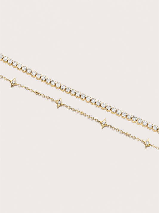 Moissanite Bracelet Set 18K Gold C1v1 – Mondays Made Flower & Birthstone Jewelry Singapore