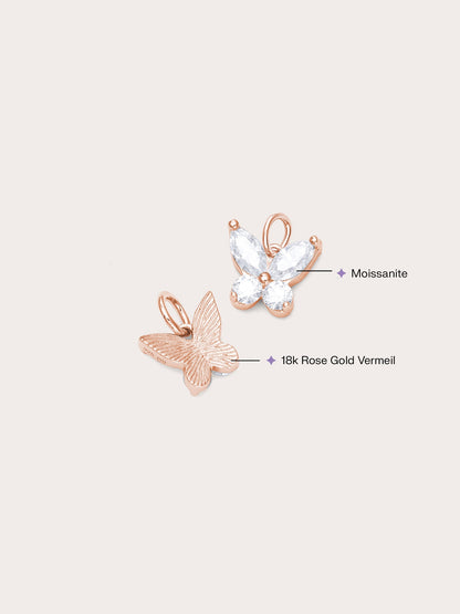Moissanite Butterfly Charm Reversible 18K Rose Gold (4) – Mondays Made Flower & Birthstone Jewelry Singapore
