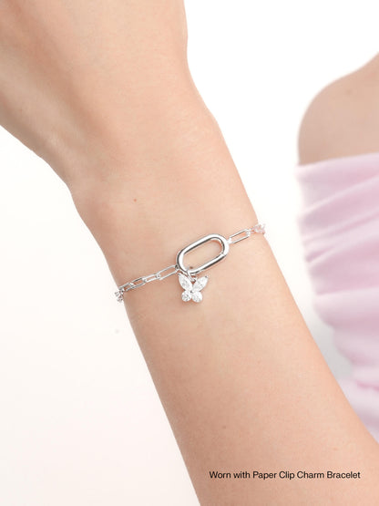 Moissanite Butterfly Charm Reversible S925 Silver Rhodium Worn With – Mondays Made Flower & Birthstone Jewelry Singapore