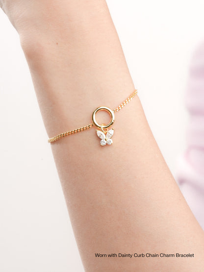 Moissanite Butterfly Charm Reversible 18K Gold Worn With – Mondays Made Flower & Birthstone Jewelry Singapore