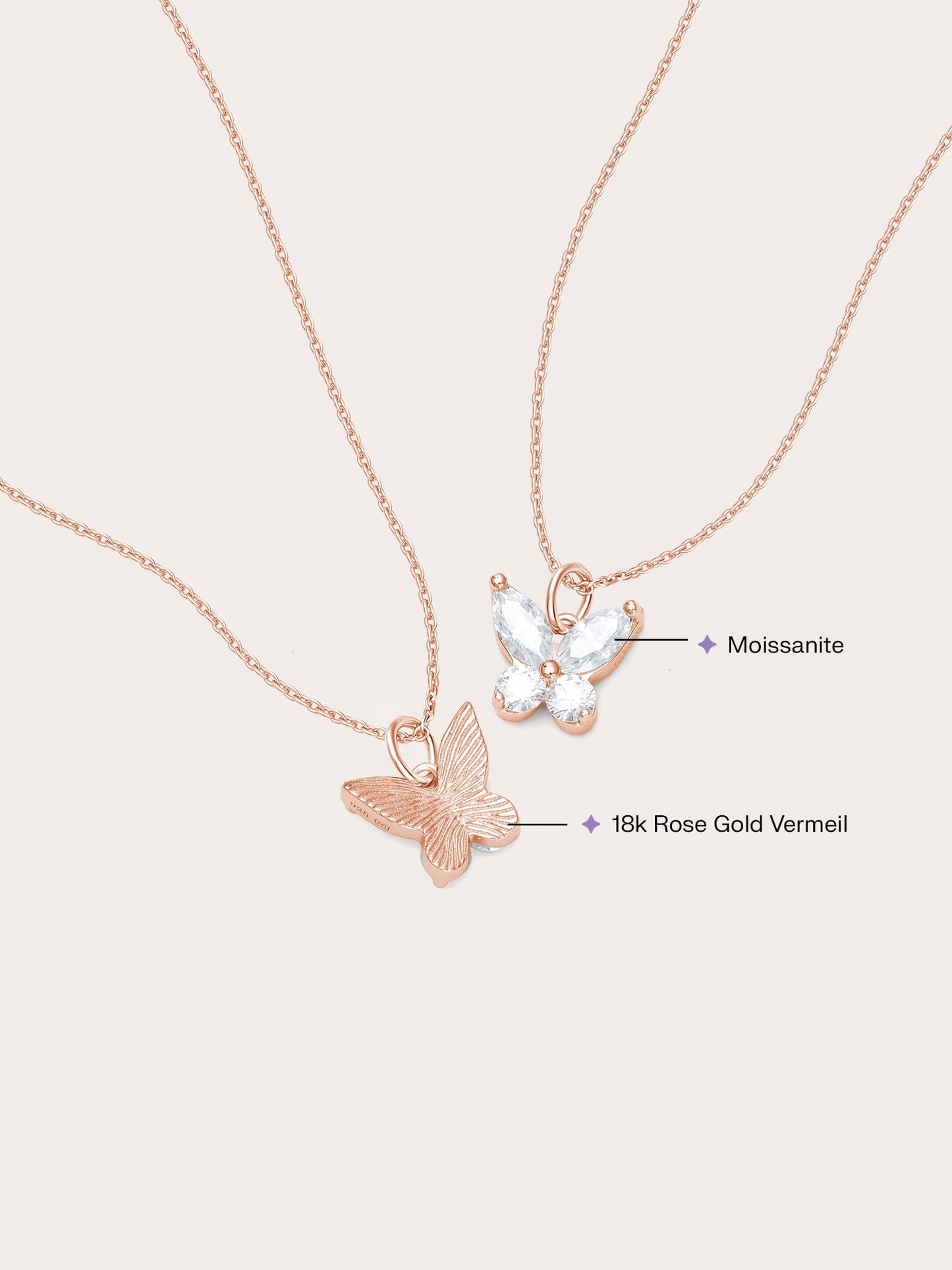 Moissanite Butterfly Necklace - Reversible