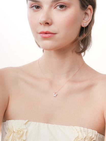 Moissanite Butterfly Necklace Reversible 18K Rose Gold (2) – Mondays Made Flower & Birthstone Jewelry Singapore