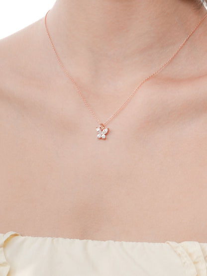 Moissanite Butterfly Necklace Reversible 18K Rose Gold (3) – Mondays Made Flower & Birthstone Jewelry Singapore