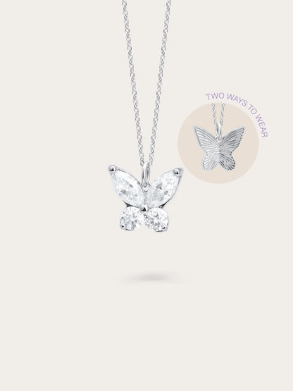 Moissanite Butterfly Necklace - Reversible