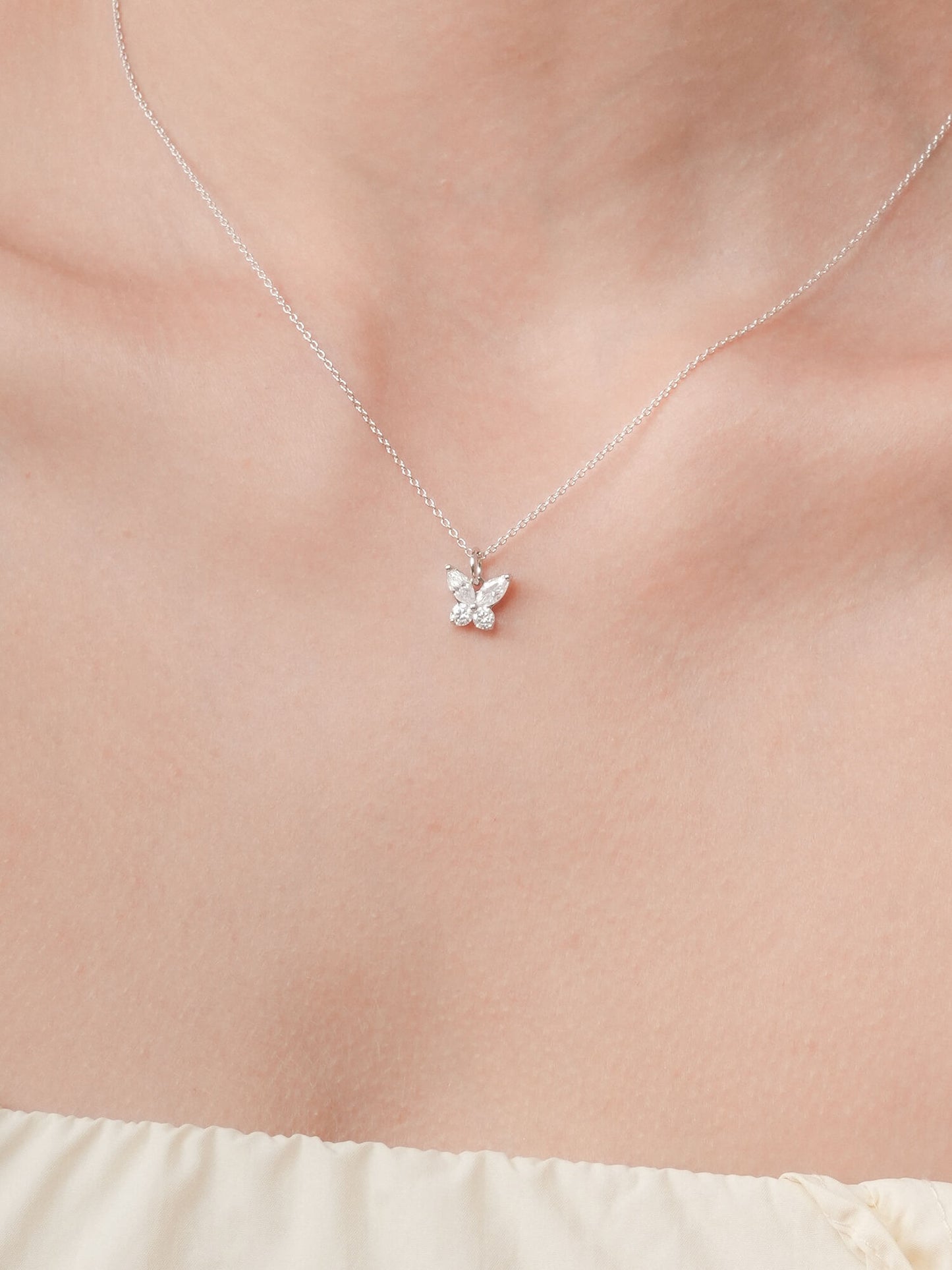 Moissanite Butterfly Necklace - Reversible