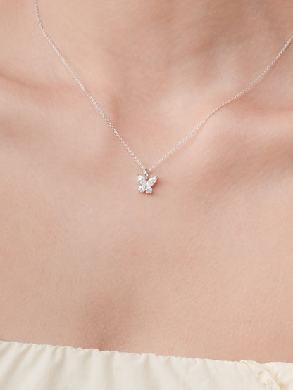 Moissanite Butterfly Necklace Reversible S925 Silver Rhodium (2) – Mondays Made Flower & Birthstone Jewelry Singapore
