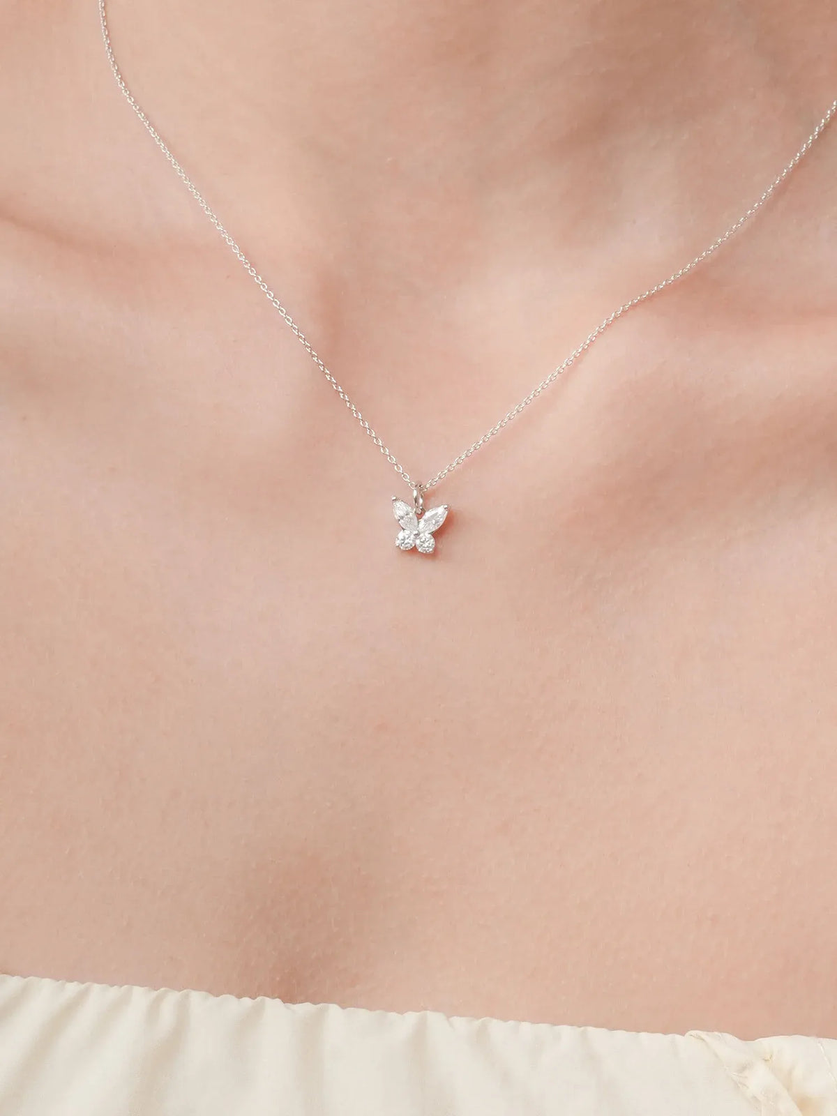 Moissanite Butterfly Necklace - Reversible