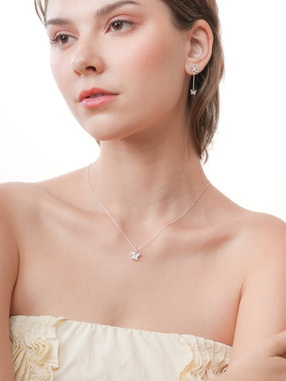 Moissanite Butterfly Necklace Reversible S925 Silver Rhodium (3) – Mondays Made Flower & Birthstone Jewelry Singapore