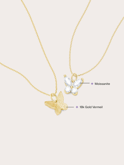 Moissanite Butterfly Necklace Reversible 18K Gold (7) – Mondays Made Flower & Birthstone Jewelry Singapore