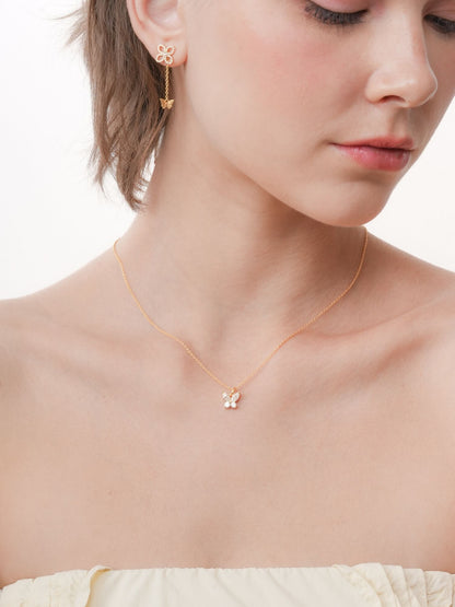 Moissanite Butterfly Necklace Reversible 18K Gold (2) – Mondays Made Flower & Birthstone Jewelry Singapore