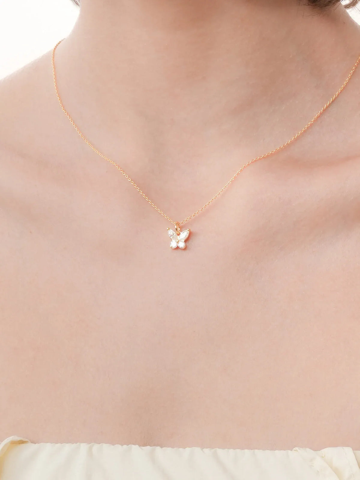 Moissanite Butterfly Necklace - Reversible