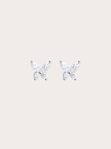 Moissanite Butterfly Stud Earrings S925 Silver Rhodium (1) – Mondays Made Flower & Birthstone Jewelry Singapore
