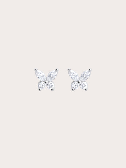 Moissanite Butterfly Stud Earrings S925 Silver Rhodium (1) – Mondays Made Flower & Birthstone Jewelry Singapore