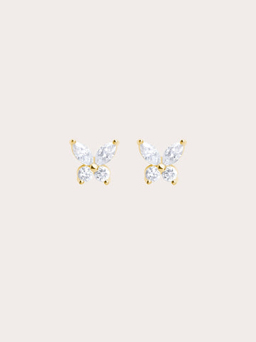 Moissanite Butterfly Stud Earrings 18K Gold (1) – Mondays Made Flower & Birthstone Jewelry Singapore