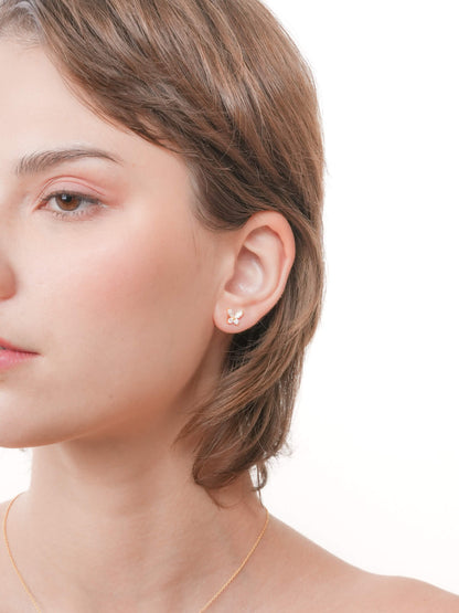 Moissanite Butterfly Stud Earrings 18K Gold (5) – Mondays Made Flower & Birthstone Jewelry Singapore