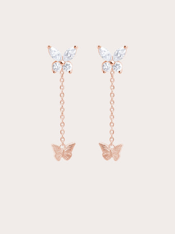 Moissanite Butterfly Stud Earrings W Butterfly 18K Rose Gold (2) – Mondays Made Flower & Birthstone Jewelry Singapore