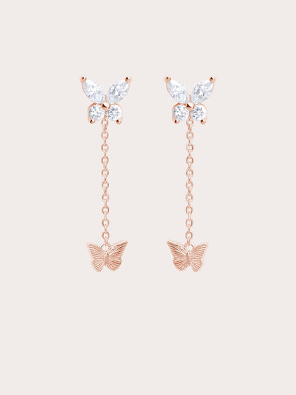 Moissanite Butterfly Stud Earrings W Butterfly 18K Rose Gold (2) – Mondays Made Flower & Birthstone Jewelry Singapore