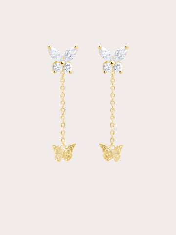 Moissanite Butterfly Stud Earrings W Butterfly 18K Gold (2) – Mondays Made Flower & Birthstone Jewelry Singapore