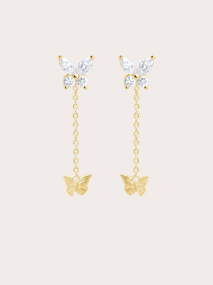 Moissanite Butterfly Stud Earrings W Butterfly 18K Gold (2) – Mondays Made Flower & Birthstone Jewelry Singapore