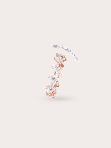 Moissanite Clover Band Reversible 18K Rose Gold (1) – Mondays Made Flower & Birthstone Jewelry Singapore