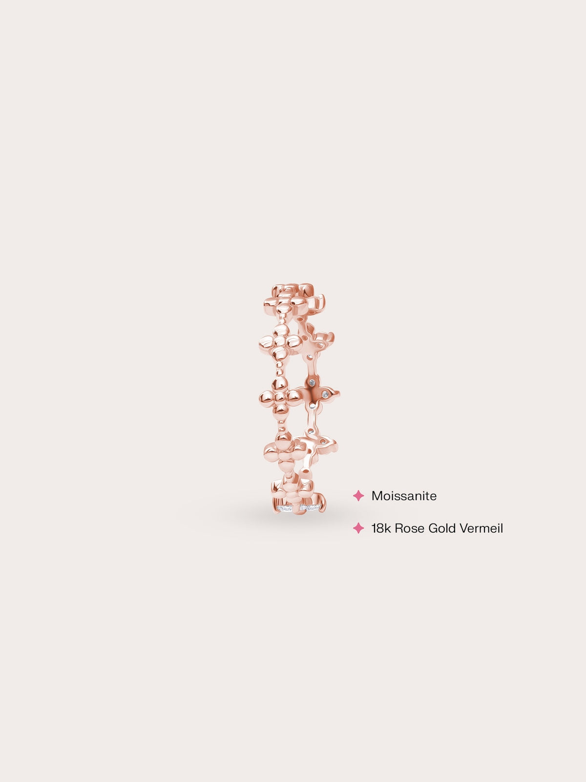 Moissanite Clover Band Reversible 18K Rose Gold (3) – Mondays Made Flower & Birthstone Jewelry Singapore