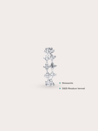 Moissanite Clover Band Reversible S925 Silver Rhodium (3) – Mondays Made Flower & Birthstone Jewelry Singapore