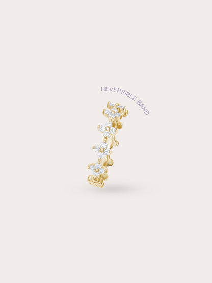 Moissanite Clover Band Reversible 18K Gold (1) – Mondays Made Flower & Birthstone Jewelry Singapore
