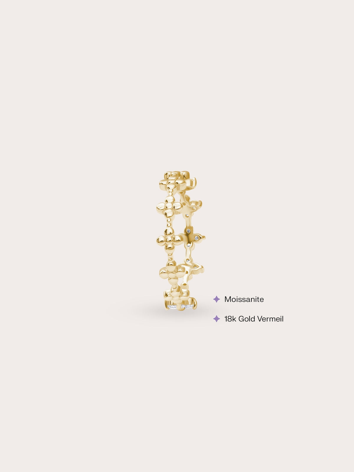 Moissanite Clover Band Reversible 18K Gold (3) – Mondays Made Flower & Birthstone Jewelry Singapore