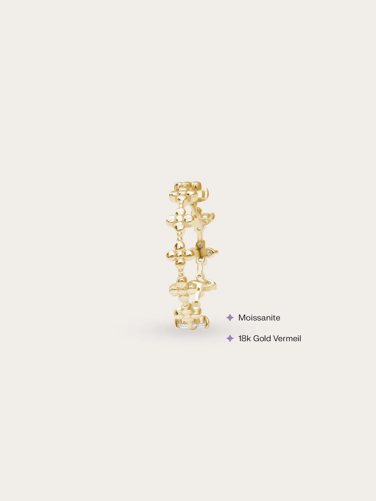Moissanite Clover Band - Reversible