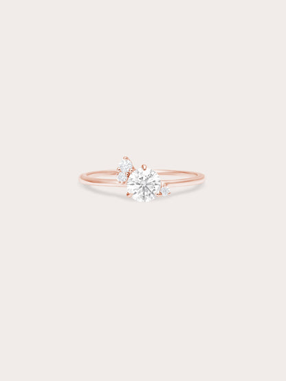 Moissanite Cluster Ring White 18K Rose Gold (1) – Mondays Made Flower & Birthstone Jewelry Singapore
