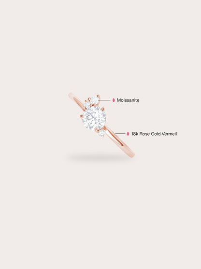 Moissanite Cluster Ring White 18K Rose Gold (2) – Mondays Made Flower & Birthstone Jewelry Singapore