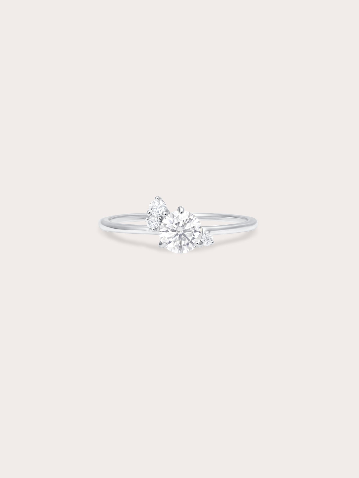 Moissanite Cluster Ring White S925 Silver Rhodium (1) – Mondays Made Flower & Birthstone Jewelry Singapore