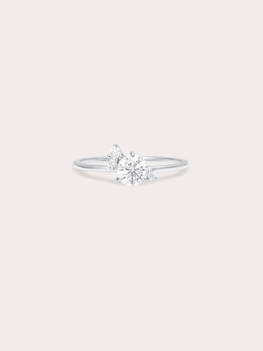 Moissanite Cluster Ring White S925 Silver Rhodium (1) – Mondays Made Flower & Birthstone Jewelry Singapore