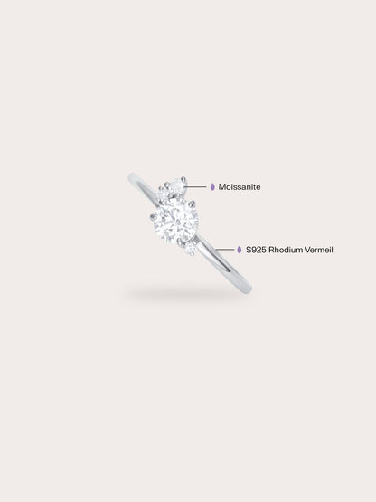Moissanite Cluster Ring White S925 Silver Rhodium (2) – Mondays Made Flower & Birthstone Jewelry Singapore
