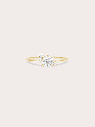Moissanite Cluster Ring White 18K Gold (1) – Mondays Made Flower & Birthstone Jewelry Singapore