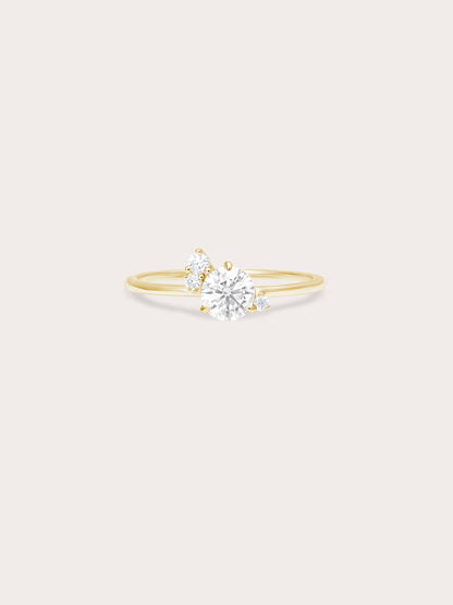 Moissanite Cluster Ring White 18K Gold (1) – Mondays Made Flower & Birthstone Jewelry Singapore